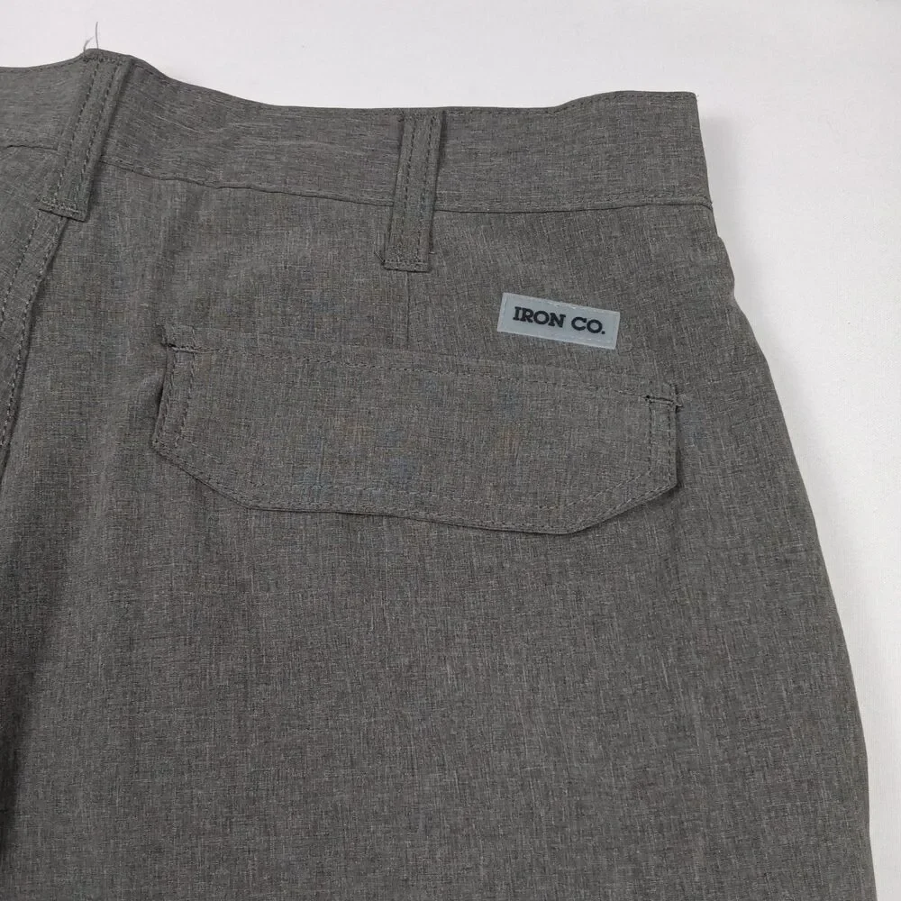 Iron Co Mens Size 32 Hybrid Cargo Shorts Stretch Quick Dry Gray Utility